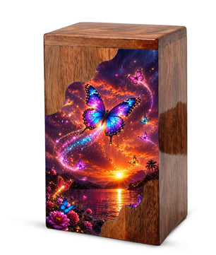 Butterfly Wooden Cremation Urn for Human Ashes