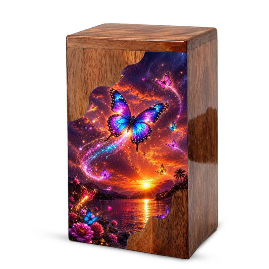 Butterfly Wooden Cremation Urn for Human Ashes