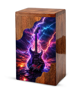 Guitar Wooden Cremation Urn for Human Ashes | Personalized Music Memorial Urn