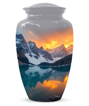 Mountain Lake Sunset Adult Urn for Human Ashes | Scenic Adult Cremation Urn