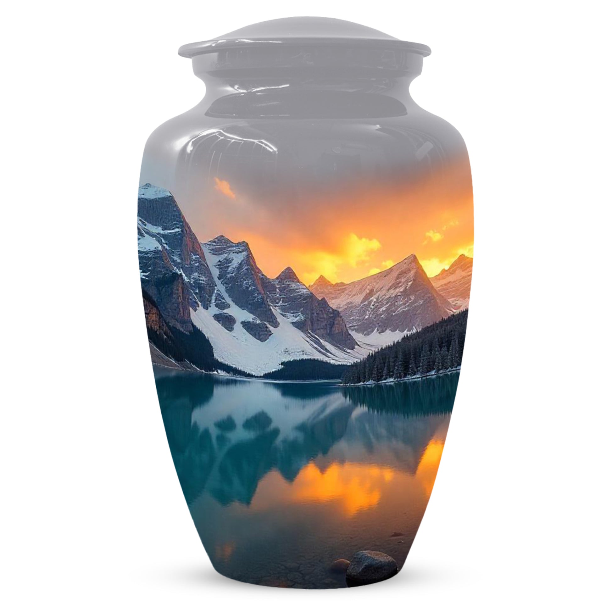 Mountain Lake Sunset Adult Urn for Human Ashes | Scenic Adult Cremation Urn