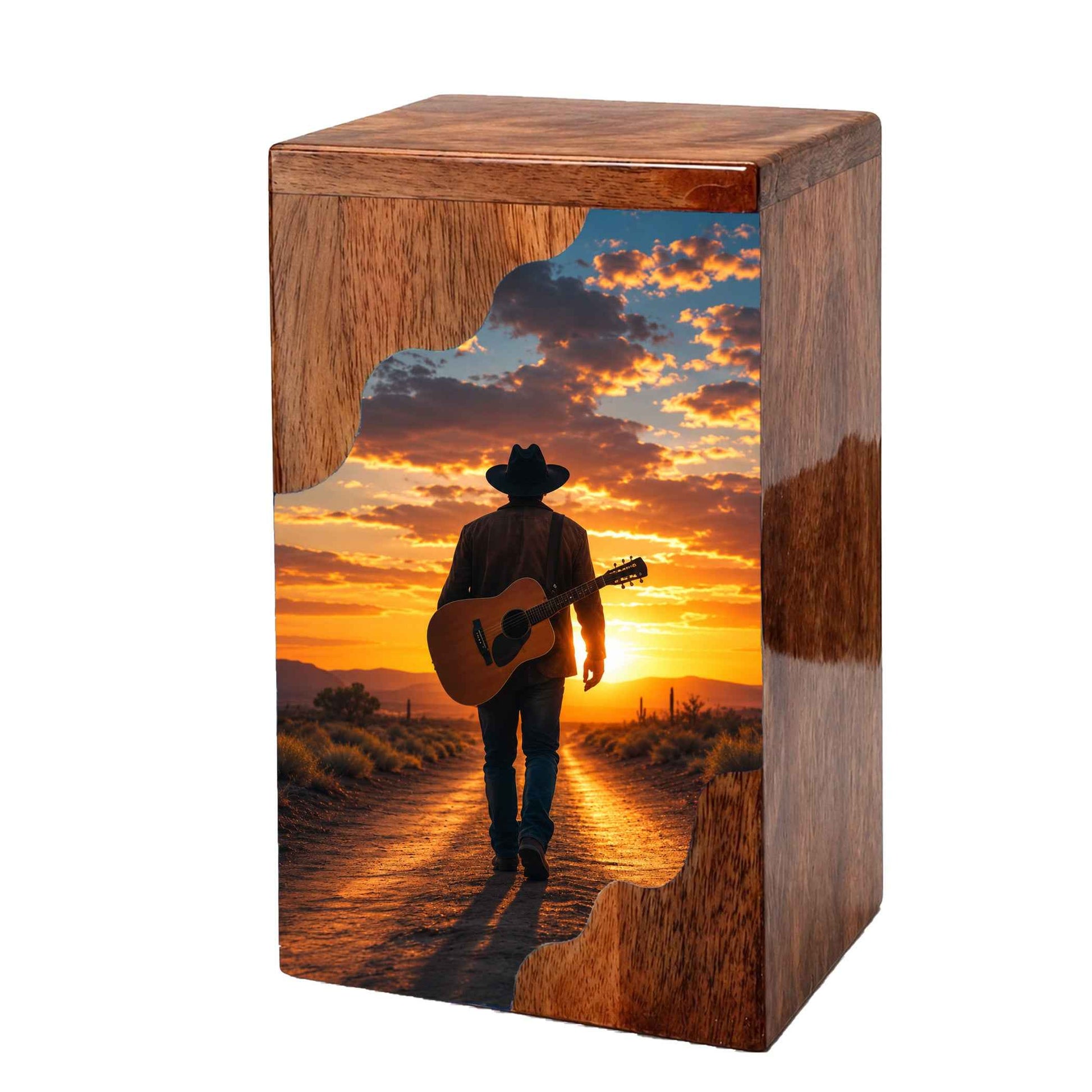 Guitar Wooden Cremation Urn – Wooden Urn for Human Ashes