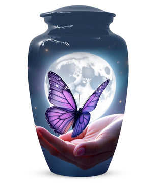 Beautiful Moon Purple Butterfly Urn for Human Ashes | Purple Butterfly Moonlight Cremation Urn