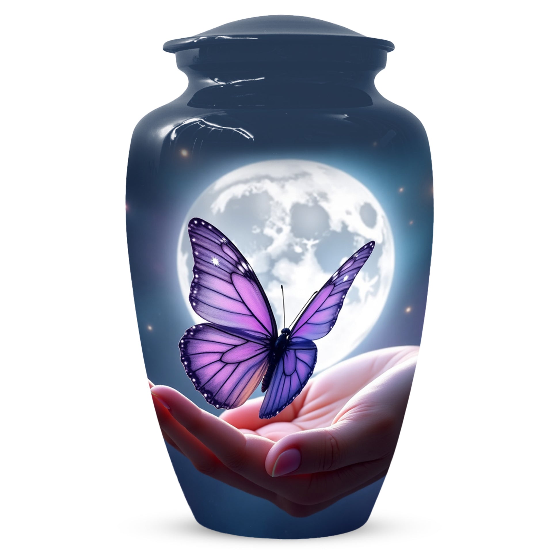 Beautiful Moon Purple Butterfly Urn for Human Ashes | Purple Butterfly Moonlight Cremation Urn