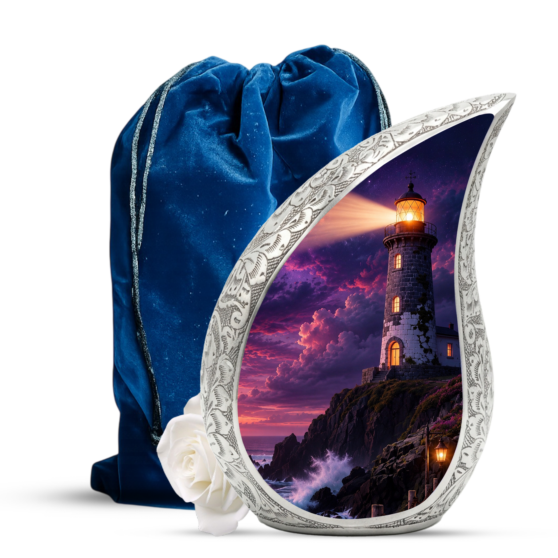 Lighthouse Storm Urn for Human Ashes | Adult Cremation Urn for Men & Women