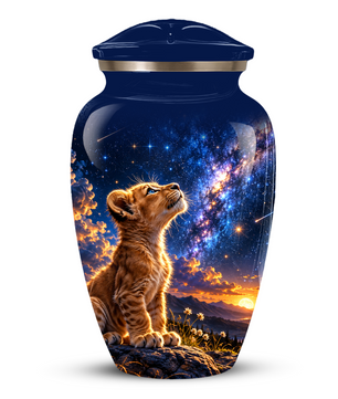 Personalized Cat Cremation Urn for Ashes, Galaxy Cat Adult Memorial Urn, Custom Pet Urn