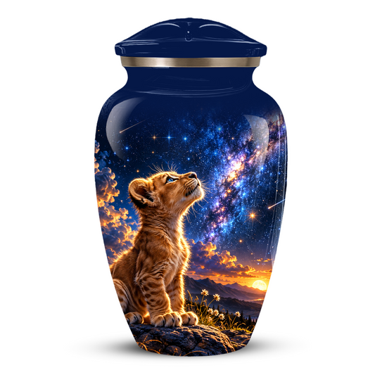 Personalized Cat Cremation Urn for Ashes, Galaxy Cat Adult Memorial Urn, Custom Pet Urn