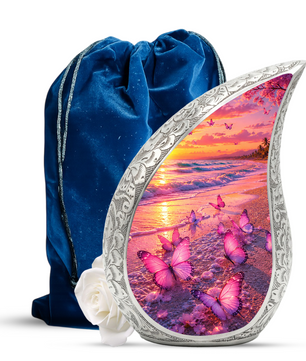Butterfly Beach Memorial Urn for Ashes, Adult Cremation Urn