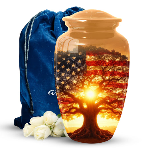 American Patriotic Memorial Large Urn - Keepsake Urn for Ashes