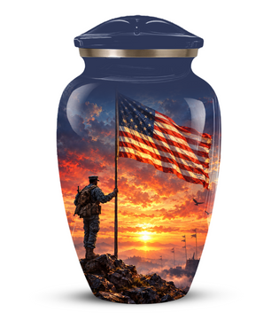 American Flag Cremation Urn for Dad – Patriotic Memorial Urn for Father, Veteran & Adult Male Ashes