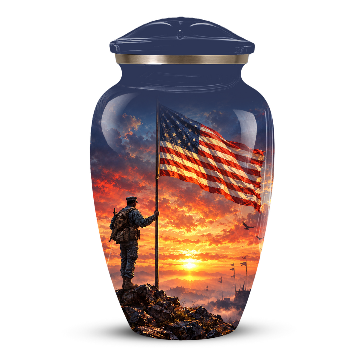 American Flag Cremation Urn for Dad – Patriotic Memorial Urn for Father, Veteran & Adult Male Ashes
