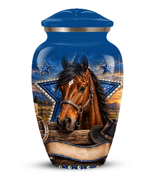Adult Cremation Urn for Ashes – Western Cowboy Horse Adult Urn, Personalized Adult Memorial Urn