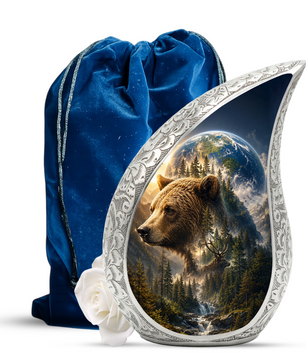 Bear Urn for Human Ashes | Powerful Bear Adult Cremation Urn | Wildlife Memorial Urn