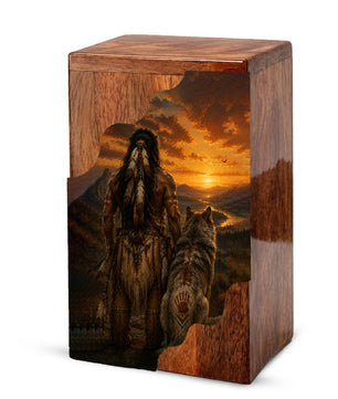 Native American Cremation Urns for Human Ashes | Wooden Urn for Mom & Women