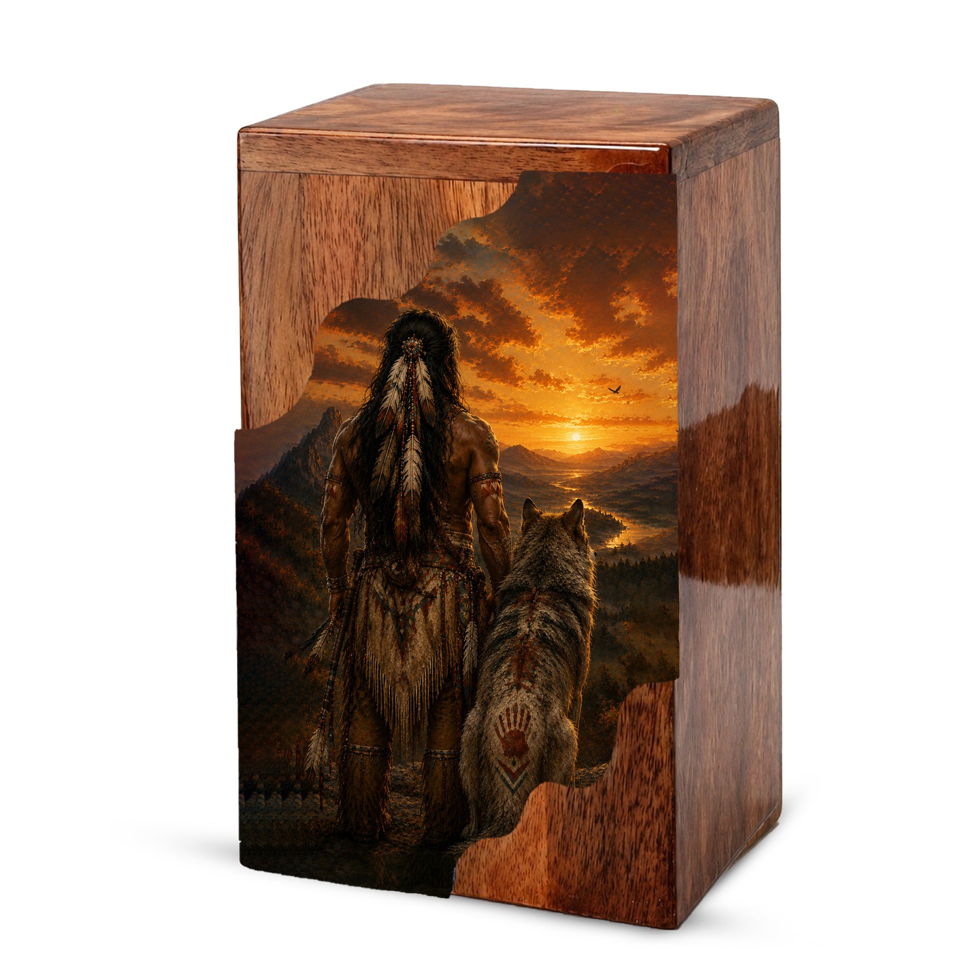 Native American Cremation Urns for Human Ashes | Wooden Urn for Mom & Women