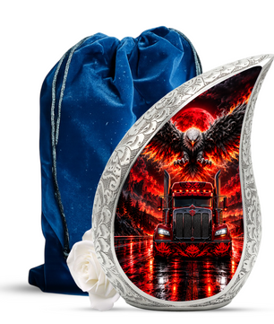 Semi Truck Cremation Urn for Ashes, Truck Driver Memorial Urn, Personalized Trucker Urn, Eagle Cremation Urn