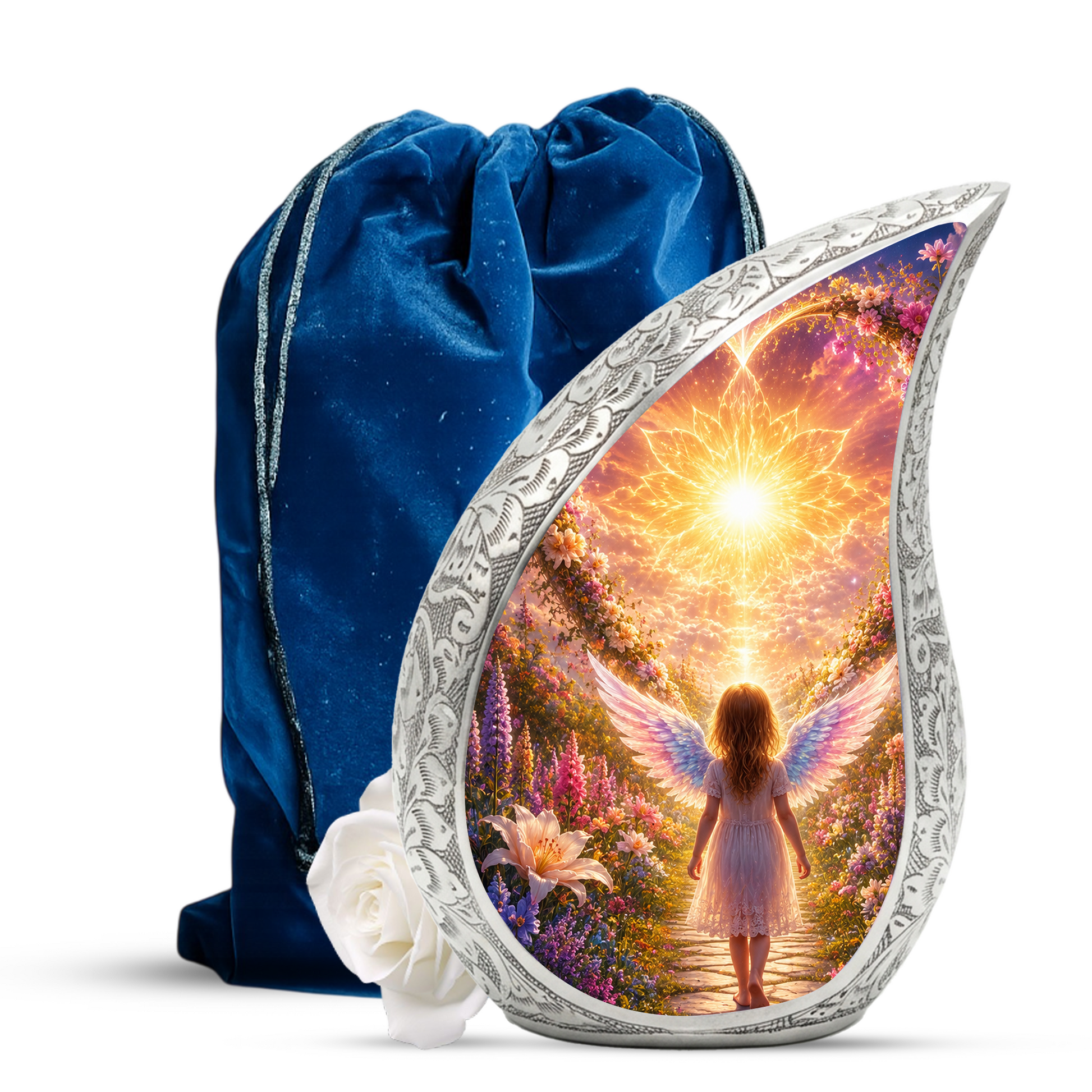Angel Girl Cremation Urn for Mom, Women & Daughters | Beautiful Female Urn for Human Ashes | Keepsake Memorial Urn