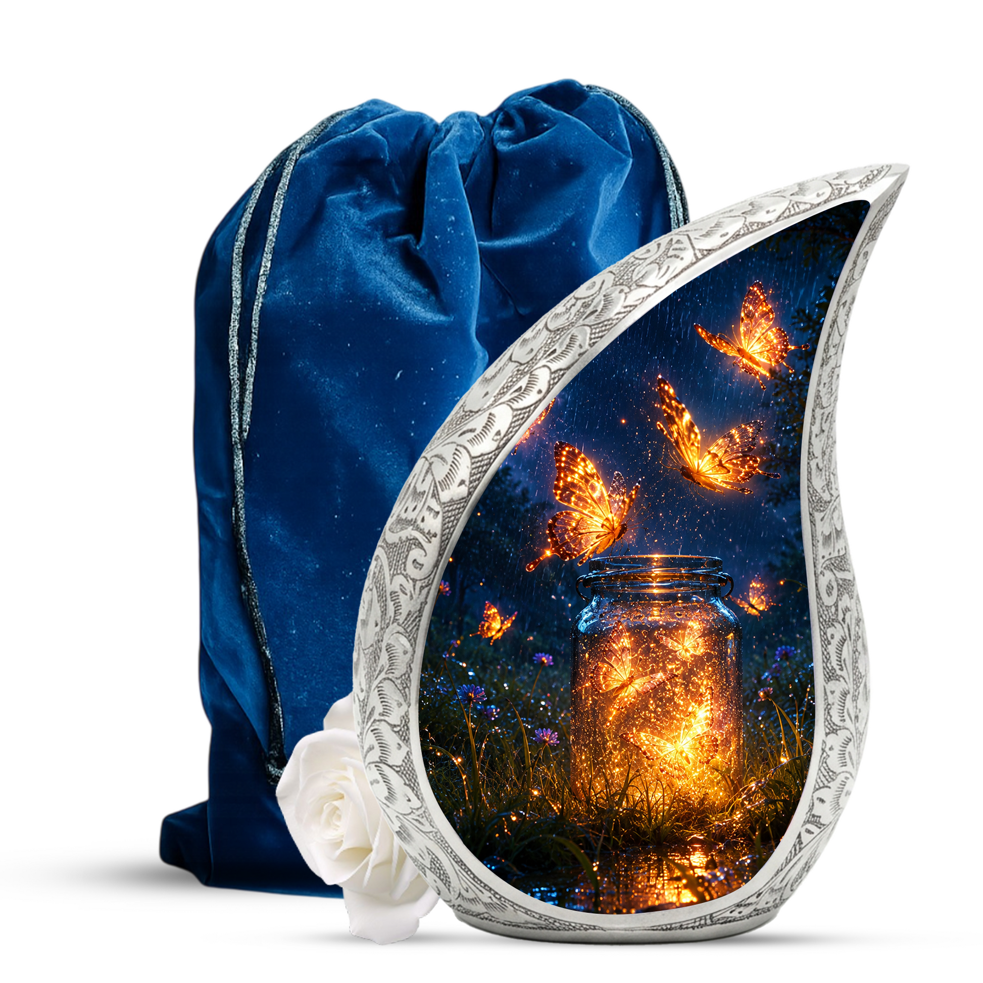 Butterfly Urn for Human Ashes |  Orange Butterfly Cremation Urn