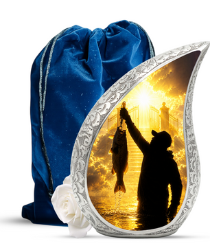 Fishing in Heaven Urn for Dad – Gone Fishing Cremation Urn for Human Ashes, Fishing Memorial Urn
