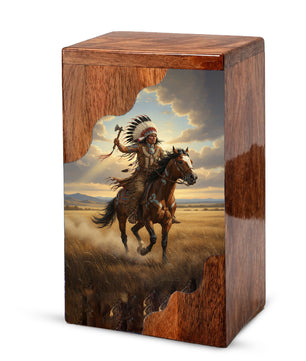 Western Cremation Urn for Dad – Custom Wooden Memorial Urn Box for Ashes