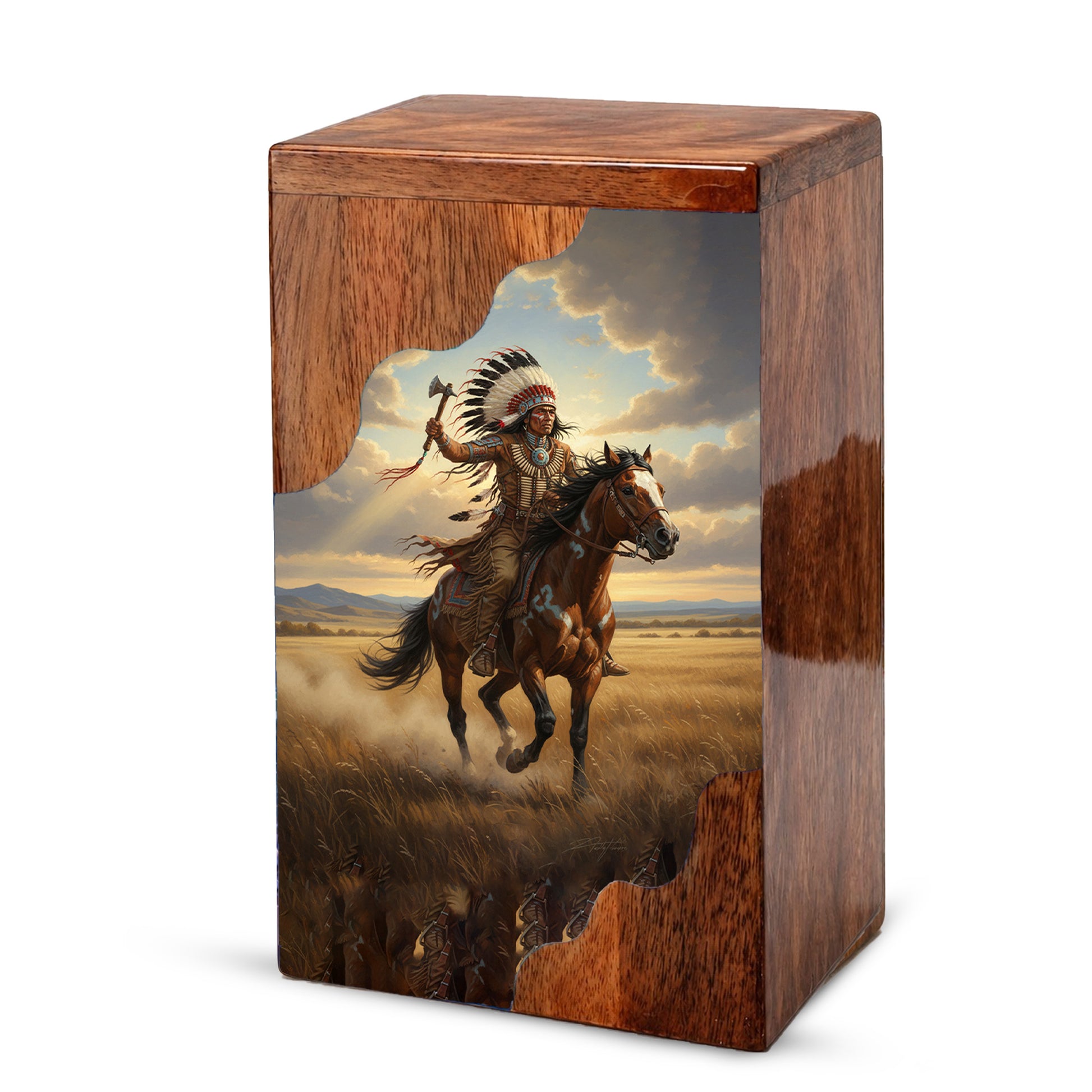 Western Cremation Urn for Dad – Custom Wooden Memorial Urn Box for Ashes