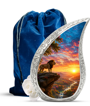 Lion Sunset Urn for Human Ashes | Adult Cremation Urn for Dad