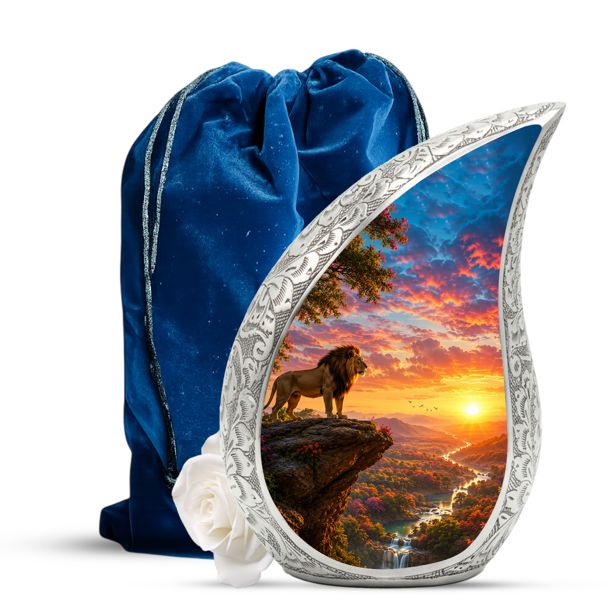 Lion Sunset Urn for Human Ashes | Adult Cremation Urn for Dad