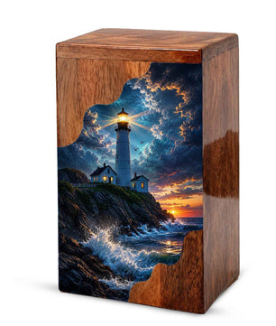 Lighthouse Wooden Cremation Urn for Human Ashes