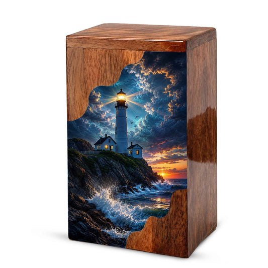 Lighthouse Wooden Cremation Urn for Human Ashes