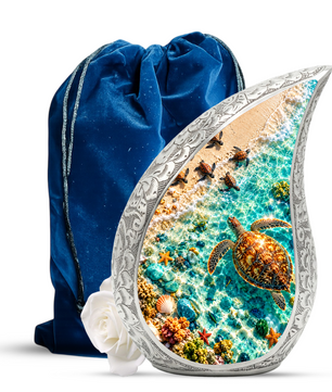 Sea Turtle Cremation Urn for Ashes, Ocean Beach Adult Memorial Urn