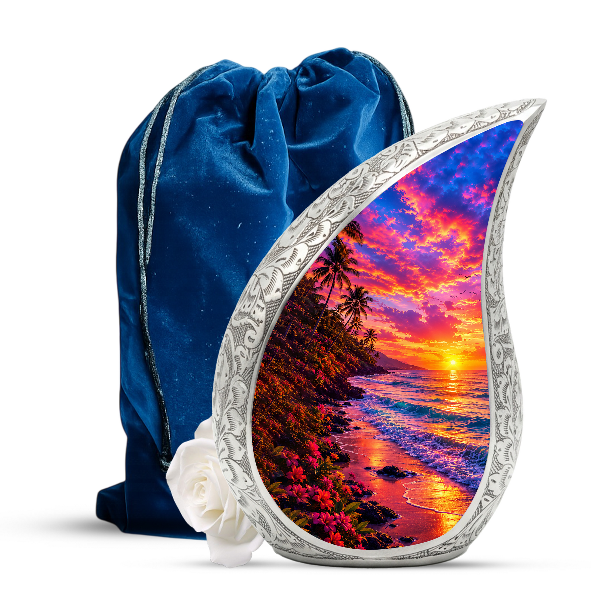 Beach Sunset Cremation Urn for Human Ashes – Ocean Wave Adult Memorial Urn, Beach Keepsake Urn for Mom, Women & Loved Ones