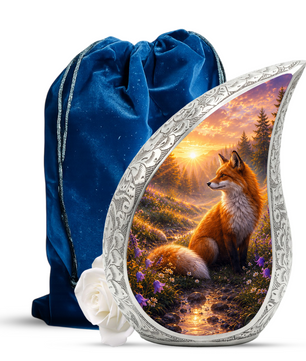 Fox Sunset Urn for Human Ashes | Wildlife Adult Cremation Urn | Fox Sunset Memorial Urn for Adult Ashes