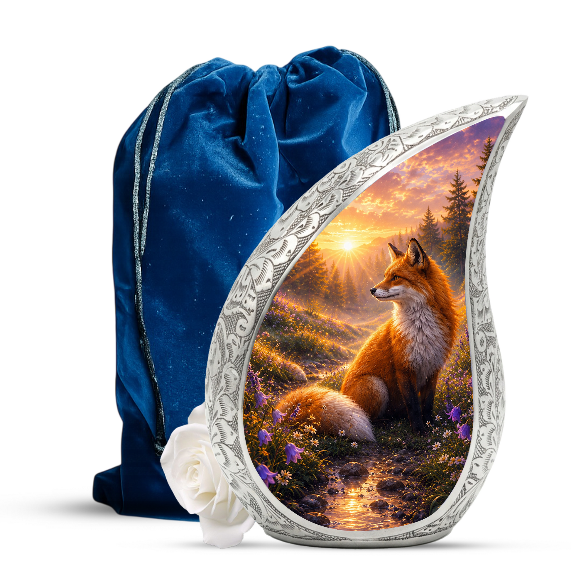 Fox Sunset Urn for Human Ashes | Wildlife Adult Cremation Urn | Fox Sunset Memorial Urn for Adult Ashes