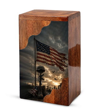 Military Wooden Cremation Urn for Human Ashes