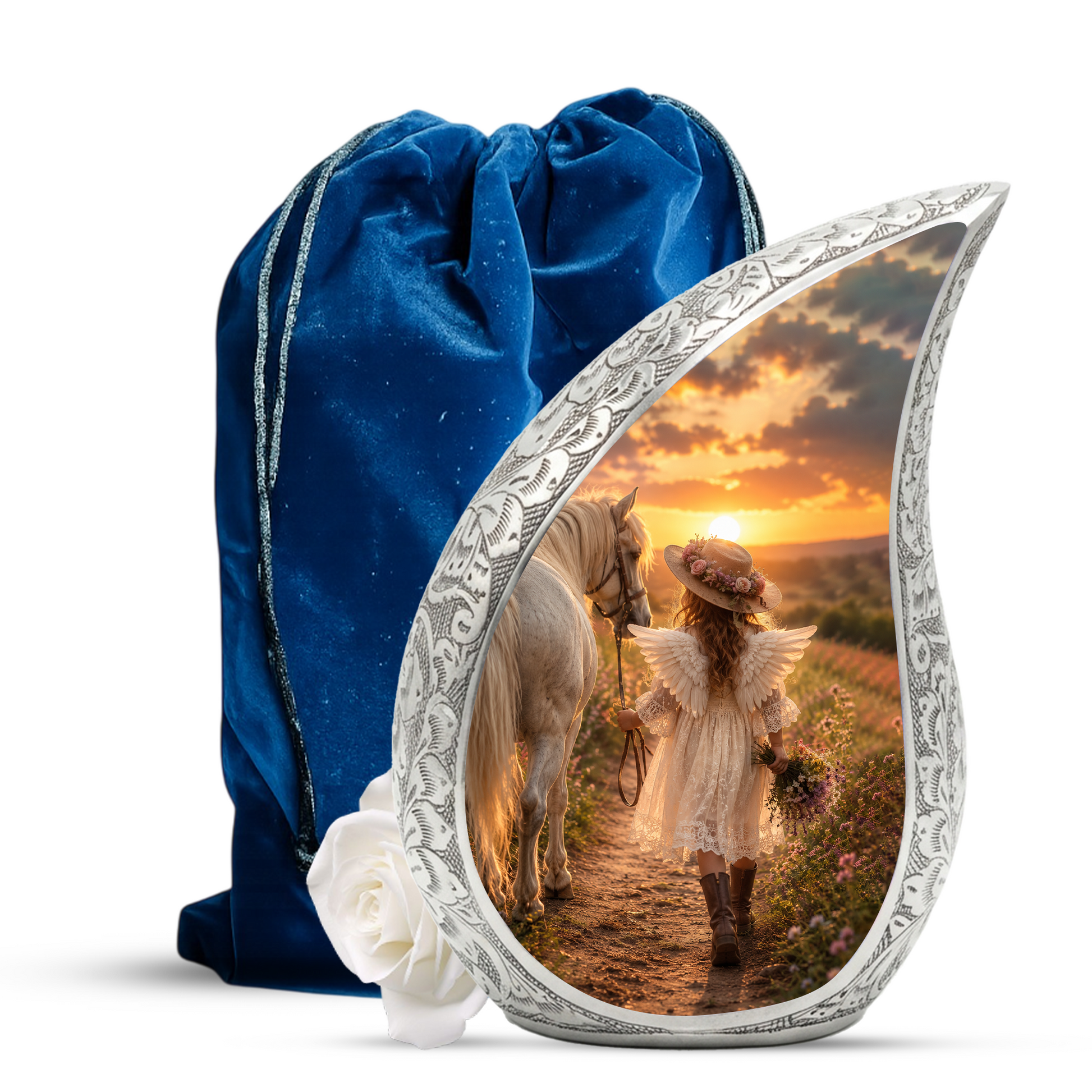Angel Horse Memorial Urn for Ashes, Mom Cremation Urn,Adult Funeral Urn for Human Ash