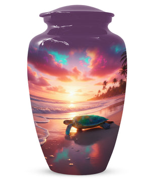 Sea Turtle Urn for Human Ashes | Beach Themed Adult Cremation Urn, Ocean Memorial Urn