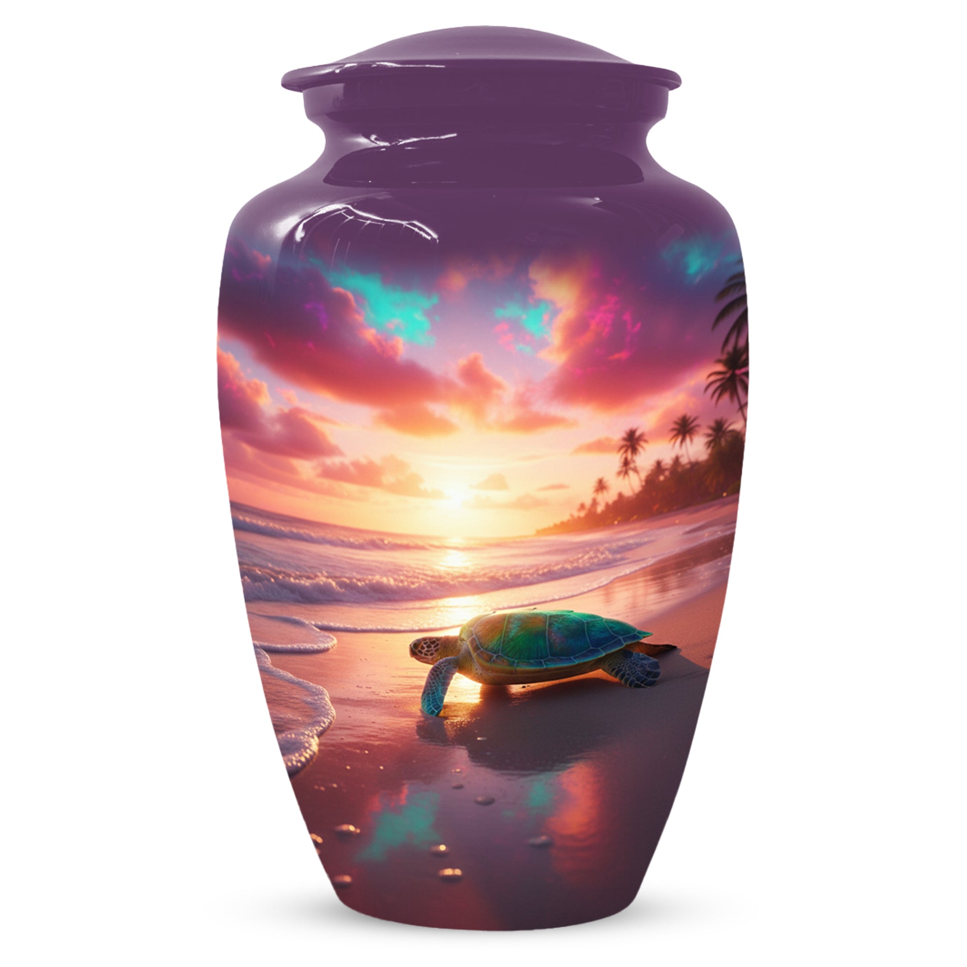 Sea Turtle Urn for Human Ashes | Beach Themed Adult Cremation Urn, Ocean Memorial Urn