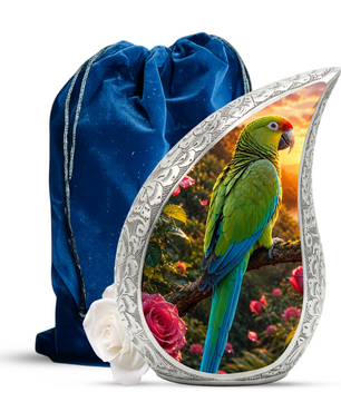 Personalized Parrot Urn for Mom – Forest Urn for Ashes | Cremation Urn for Men & Women