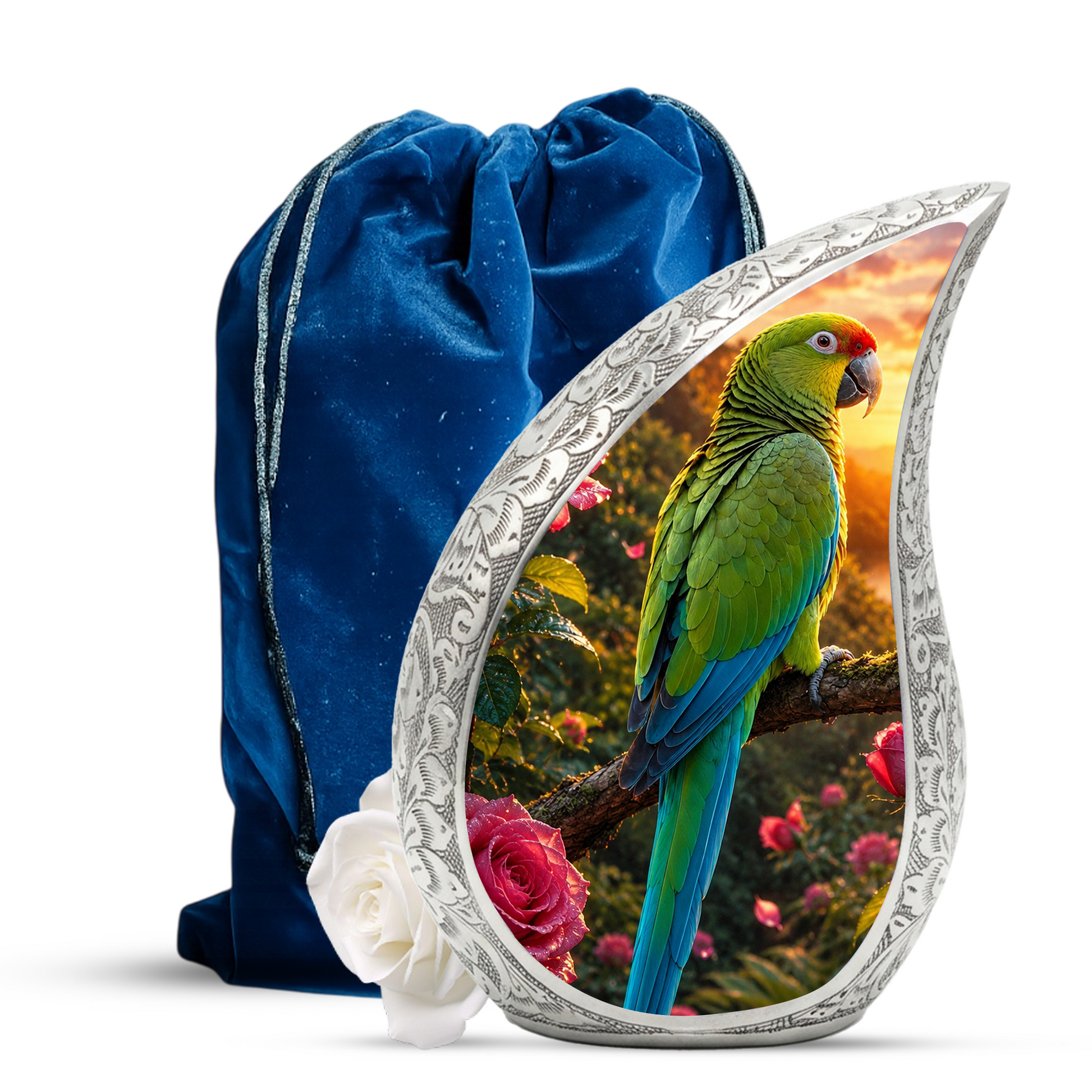 Personalized Parrot Urn for Mom – Forest Urn for Ashes | Cremation Urn for Men & Women