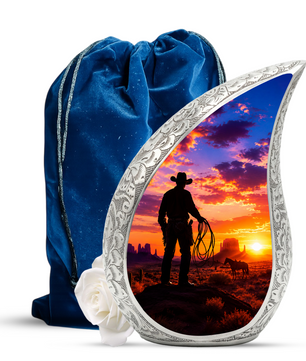 Western Cowboy Memorial Urn for Dad, Adult Cremation Urn for Ashes