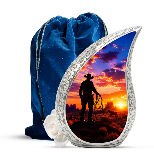 Western Cowboy Memorial Urn for Dad, Adult Cremation Urn for Ashes