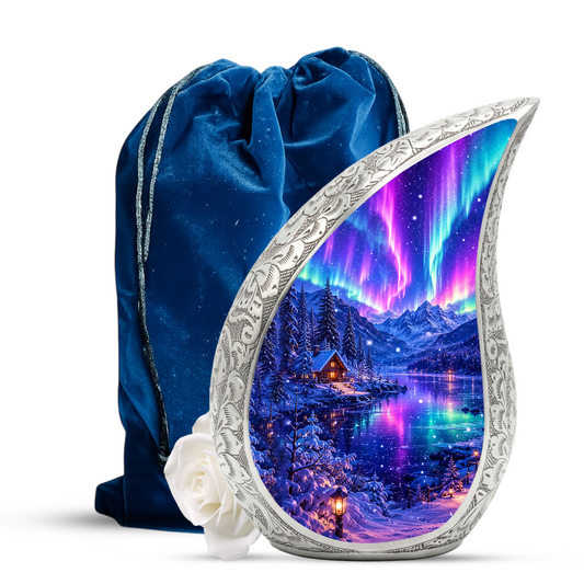 Aurora Borealis Cremation Urn for Mom & Women | Beautiful Keepsake Urn for Mom, Mother, Sister & Daughter