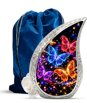 Personalized Butterfly Urn for Human Ashes, Adult Cremation Urn with Colorful Butterflies