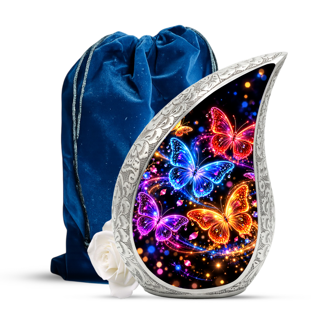 Personalized Butterfly Urn for Human Ashes, Adult Cremation Urn with Colorful Butterflies