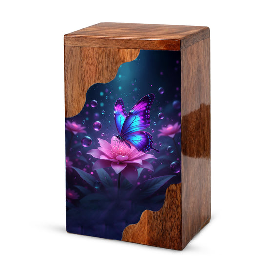 Butterfly Cremation Urn – Custom Wooden Memorial Urn Box for Ashes