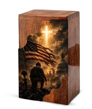Christian Wooden Cremation Urn | Cross Urn for Ashes | Religious Urn for Dad