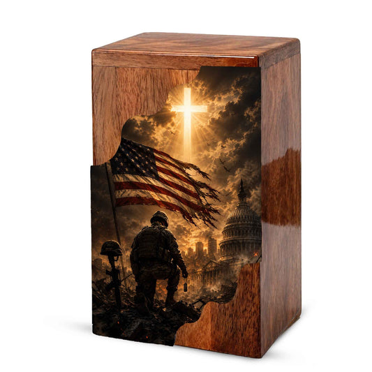 Christian Wooden Cremation Urn | Cross Urn for Ashes | Religious Urn for Dad