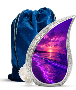 Beach Cremation Urn for Human Ashes – Ocean Sunset Memorial Urn, Beach Theme Urn for Adults