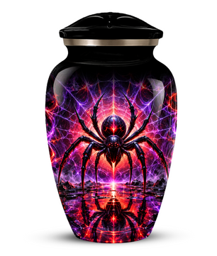 Black Spider Cremation Urn – Gothic Spider Web Adult Memorial Urn for Ashes
