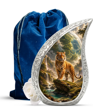 Tiger Urn for Human Ashes | Powerful Tiger Adult Cremation Urn | Wildlife Memorial Urn for Adult Ashes